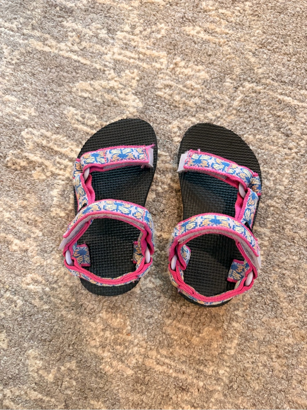 Teva Kids Black Sandals with Pink butterfly Patterned Straps